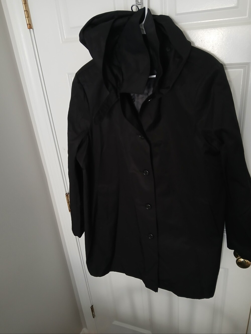 Ralph Lauren Black Hooded Trench Coat In Good Condition Size XXL.